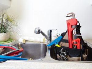 Photo of plumbing supplies on a sink